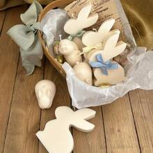 Molde para estatueta de coelho da Páscoa, molde para vela DIY, molde para decoração de casa, molde para fundição de resina, molde de silicone para cera derretida de coelho de orelhas compridas sentado/em pé. - Branco - Ver 8