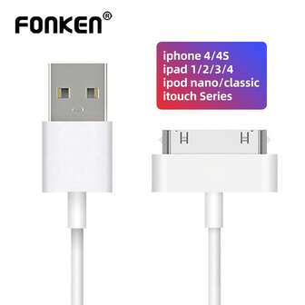 Cablu USB cu 30 de pini pentru încărcător, cablu adaptor de sincronizare a datelor cu încărcare rapidă pentru iPhone 4/4S, iPad 1/2/3/4, iPod Nano/Classic iTouch Series, cablu de încărcare USB