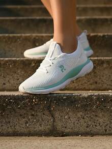 Women's Casual Orthopedic Running Shoes For Gym, Training, And Walking - White/Green - View 9
