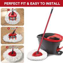 Mop Replacement Heads For O-Ceda Mop Replace Head EasyWrin Spin Mop Heads Replacements, Microfiber Spin Mop Refills, Easy Cleaning Mop Head Replacement (White-3 Mop Heads) - trắng - Xem 8