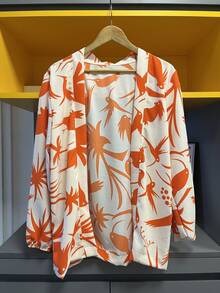 Women's Kimono Blouse Dune Cardigan Kimono Beach Cover-Up - 印花橙色 - 查看 1