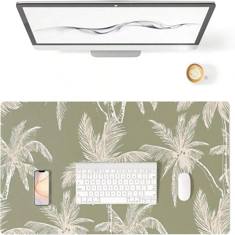 Colorful Star Palm Tree Silhouette Large Desk Mat, Boho Office Desk Pad Leather Keyboard Mouse Pad, Minimalist Waterproof Desk Accessories, XXL Non-Slip Gaming Mousepad Desk Cover Décor 31.5"X15.7" - ColorG - 查看 1