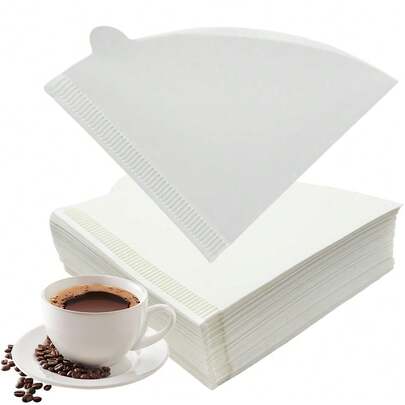 100 st V-formade kaffefilterpapper, rent vitt, 2 storlekar tillgängliga: 100 mm/3,94 tum och 120 mm/4,72 tum, tillverkade av trämassa, luktfria, konformade, lämpliga för droppkaffebryggare, espresso och pour over-kaffe, Ramadan-tillbehör