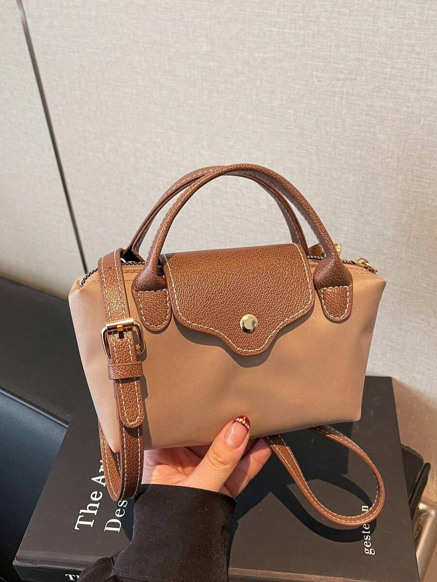 Leopard Print Dumpling Handbag, Women's Fashion Tote Bag, 2025 Winter New Large Capacity Casual Textured Shoulder Bag - Khaki - View 1