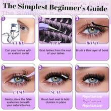 592 Pcs Lash Clusters Kit, Eyelashes Clusters Kit 8-18mm Individual Natural Lash Extension Kit D Curl Fluffy Wispy False Eyelashes (40D+60D+80D New, With Bond & Seal,Tweezers Brush) - màu đen - Xem 8