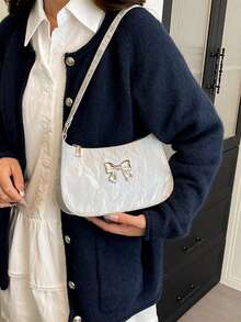 PU PVC Leather Women's Crocodile Embossed Designer Handbag Wallet Vintage Zipper Shoulder Bag - Silver - View 4