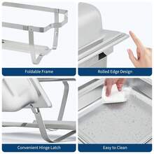 Meiyiu 2-Well Rectangular Chafing Dish, Dual Compartment Stainless Steel Buffet Warmer Set, Complete Food Server For Catering, Wedding Events, Home Parties And Buffet Serving - 4-piece Pack - View 4