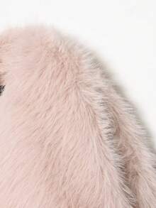 Seelio Autumn/Winter New Thickened Faux Fox Fur Collar Faux Fur Short Coat, Youthful Elegant Mid-Length Fur Effect Outerwear - Baby Pink - View 5