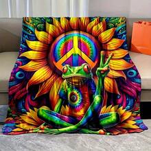 Soft, Usable For All Seasons, Hippie Blankets And Throws - Boho Hippie Quilt Blanket, Hippie Print Throw Blanket - Adults Hippie Blanket For Couch Sofa, Colorful, Artistic Design With Peace & Nature Motifs - 多色24 - 查看 3