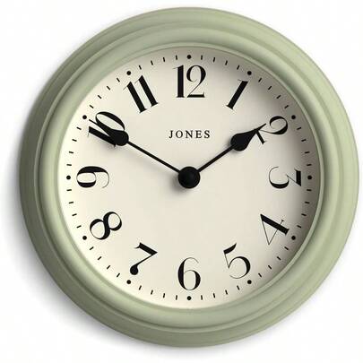 HAWT® Frieze Wall Clock Small Elegant Classic Round Clock 23cm Sage Green Pretty Design Ideal For The Kitchen Living Room Bedroom Large Or Small Spaces