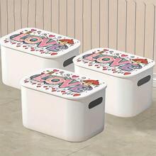 1pc White Plastic Storage Box With Patterned Lid, Dust-Proof Rectangular Storage Container, Suitable For Home, Office, Wardrobe - 25x18x16cm (9.8x7x6.3 Inches)
