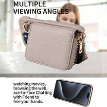 1pc Multifunctional Zipper Wallet Phone Case With Card Slots, Compatible With IPhone 17 Pro Max/17 Pro/17/Air/16 Pro Max/16/15/14/13/12/11, A16 Series, Litchi Texture PU Leather Anti-Drop Anti-Theft Protection - Khaki - View 6