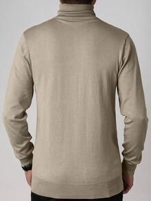 Men's Turtleneck Long Sleeve Knit Sweater - Camel - View 2