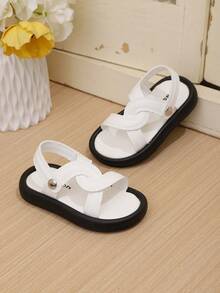 1 Paio di Sandali Casual per Bambini con Suola Morbida e Punta Aperta, Scarpe per Bambini Piccoli Antiscivolo - Bianco - Visualizzare 3