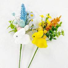Easter Egg Picks Colorful Artificial Bunny Leaf Easter Floral Arrangements For Table Centerpieces Decorations
