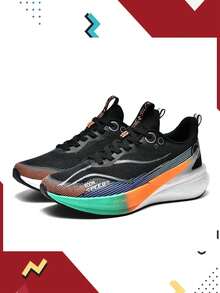 BYDY Carbon Board Sports Running Shoes For Men, Popcorn EVA Outsole With Carbon Board And TPR Sole Combination, Sports Shock Absorption Anti-Slip, Comfortable Breathable, Men's Low-Top Lace-Up Casual Sports Running Shoes, Suitable For All Seasons - Black - View 15