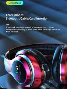 AKKHOO Wireless Gaming Headset | Bluetooth 5.0 Low Latency Stereo | 10H Battery Life + Deep Bass | RGB Lighting Effects, Foldable | For Gaming/Streaming - Burgundy - View 7