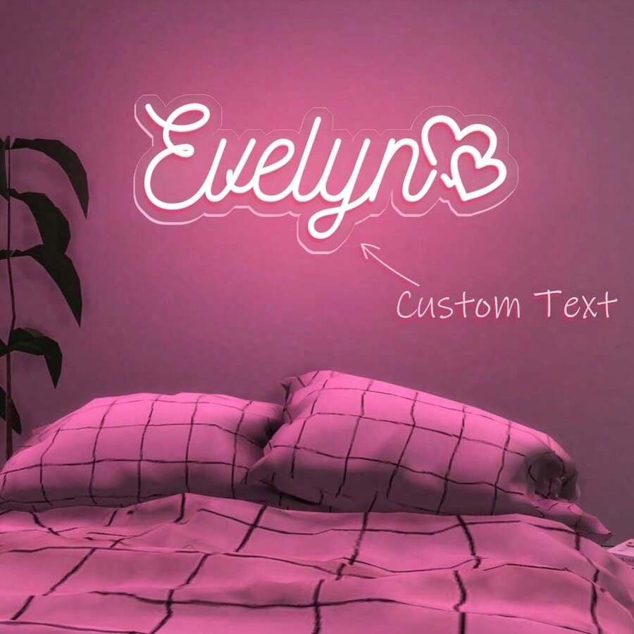Insegna al neon USB personalizzata, regalo di San Valentino con testo personalizzato a forma di cuore, decorazione per matrimoni, insegna al neon con nome a LED come regalo per la festa della mamma, insegna al neon personalizzata come regalo, decorazione da camera da letto, decorazione per la casa con luce a LED, regali di compleanno, decorazione luminosa con lettere, Natale, Ringraziamento, Capodanno, decorazioni per feste, San Valentino, insegne al neon personalizzate, bomboniere colorate, minimal alla moda, kawaii, stile Y2K, personalizzato