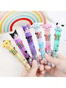 12pcs/Set Sanrio Series Acrylic Gel Pens - Yuguigou, Kulomi, Mileti, Hapag, Hello Kitty - Cute Cartoon Character Retractable Medium Point Pens, Suitable For Office & School Supplies