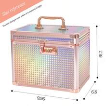 1个铝合金便携式化妆箱 - 大容量多层带镜子，方便专业化妆师收纳化妆品和日常工具。