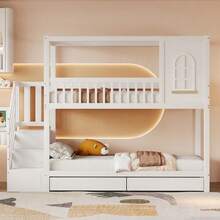 Kids Bed Frames, Headboards & Footboards - White + Wood + 90cm*200cm-1 - View 4