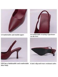 Women's Pointed Toe Kitten Heel Slip-On Sandals - Burgundy - View 8