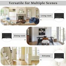 MERAX 55.1''Storage Sideboard With 4-Doors,Multi Functional Buffet With Open Shelf And 2-Tiers Adjustable Shelves,Modern Cabinet With Double Hooks,Suitable For Living Room, Hallway, Dining,Office, Black - 黑色 - 查看 5