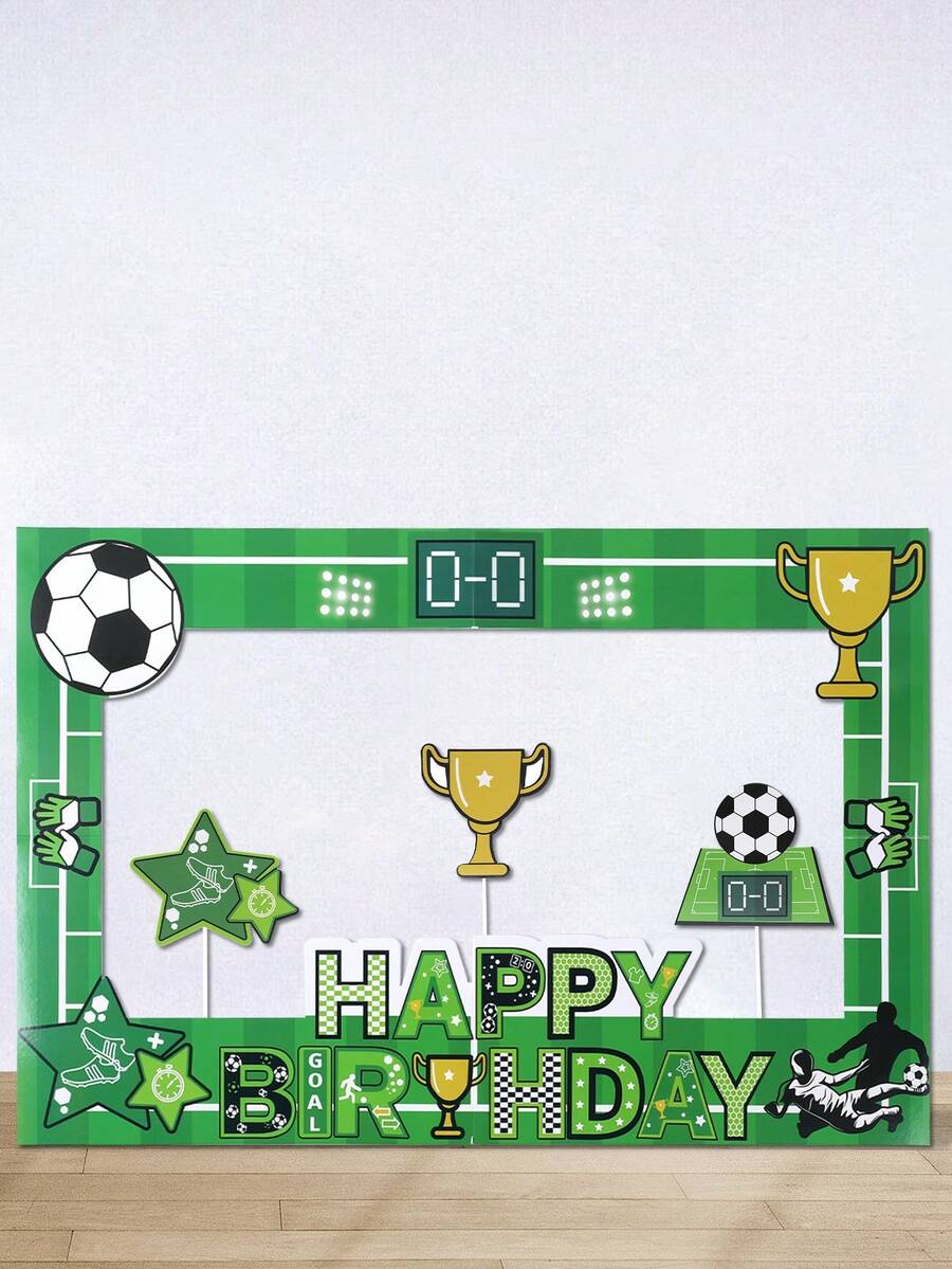 1 Set Football Themed Paper Photo Frames, Birthday Photo Props, Football Sports Theme Party Supplies, Football Fan Gathering Decorations, Birthday Decorations, Football Match Supplies, Party Background Decorations, Baby Shower Party Supplies, Photography Props, Party Favors - Football Birthday - View 1