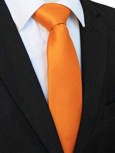 1pc Solid Satin Tie Solid Color Necktie Men Ties, Solid Color Tie Men Necktie For Business And Wedding(7cm)