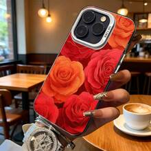 Funda de Teléfono con Estampado Floral de Rosa Roja para Modelos de  y  Adecuada para Todas las Estaciones Opción de Regalo Ideal - Plateado - Ver 6