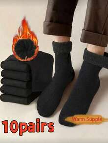 20 Pairs Men's Thick Wool Blend Socks, Winter Socks, Thermal Socks, Suitable For Skiing, Cycling, Outdoor Sports, Christmas/Thanksgiving/New Year Gifts, Cozy Socks - Multicolor - View 14