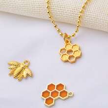50pcs Honeycomb Bee Charms Enamel Rhinestone Alloy Honeybee Charms Pendants For DIY Necklace Earrings Bracelet ... - B099MX172V - View 5