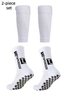 2 Pairs Men's Mid-Calf Sports Leg Sleeves, Non-Slip Shock-Absorbing Comfortable Breathable Compression Leg Guards For Football - Multicolor - View 2