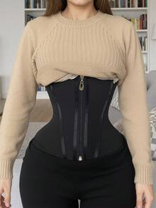 1PCS Women's Sports Waist Trainer, Pure Natural Latex Waist Cincher For Daily Yoga Waist Shaping, Figure Sculpting, Curve Enhancement, And Tummy Tucking Waist Cincher - 黑色 - 查看 1