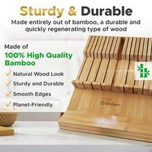 SELPONT nife Holder Extra Large 16.85x12.17" with Knife Sharpener Slot Premium Bamboo In-Drawer Knife Organizer Durable and Sustainable Updated Design Fits Most Standard DrawersKnife Holders - marrnclaronegro - Ver 7