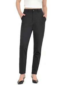 Women's High Waisted Leg Dress Pants, Work Business Trousers, Formal Office Tummy Control Slacks, 2025 - 卡其色 - 查看 7