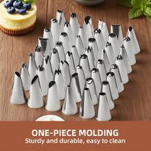 7/55pcs Stainless Steel Decorative Piping Tips Set - Heavy Duty Stainless Steel Cake Decorating Tools, Suitable For Cupcakes, Mousse, Pastries, Cookies, Ice Cream - Professional Baking Supplies For Home And Commercial Use - - - View 5