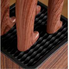 Wood Grain Plastic Knife Block - Universal Free-Insert PP Storage Rack, Cylindrical Kitchen Knife Holder With Drainage