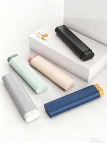 1pc Portable Divided Pill Container - Multi-Compartment Travel Pill Case With Strong Sealing, Compact Durable Pill Organizer, Simple Shape Design, Ideal For Daily/Vacation Medication Storage, Assorted Colors Available For On-The-Go Use - Multicolor - View 11