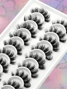 7 Pairs Manga Lashes Faux Mink Eyelashes, Natural & Thick False Eyelashes, Makeup Travel Essentials (TEN03)
