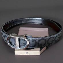 Men's Automatic Buckle Belt, V-Shaped Print, PU Leather, Fashion For Teenagers, Versatile For All Seasons - How Many - View 10