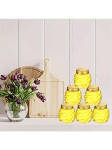 10pcs Honey Jars With Gold Lids - Wide Mouth Containers, Elegant Gold Caps, Suitable For Weddings, Parties, Christmas, Halloween, Easter, Thanksgiving - Great For Holding Honey, Candies, Spices, Jams, Gifts - Durable For Home, Business Use, Party Favors, Holiday Packaging, Reusable - Multicolor - View 2