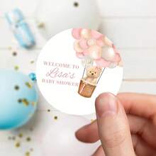 UNICCUT Custom Teddy Bear Stickers, Personalized Baptism Birthday Labels, Gender Reveal Party Favors - Multicolor - View 31