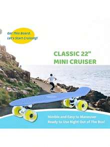 1pc 17" Beginner-Friendly Mini Cruiser Skateboard, Outdoor Gear, Festival Gift, Compact & Portable, Suitable For All Skill Levels, Complete Park And Street Skateboarding - Random - View 3