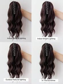 14 Inch Synthetic Wig Ponytail Women's Mid-Length Short Curly Hair Strap Style Curly Big Wave Wig Piece(Natural Black, Light Brown, Dark Brown, Brownish Black) - Multicolor - View 9