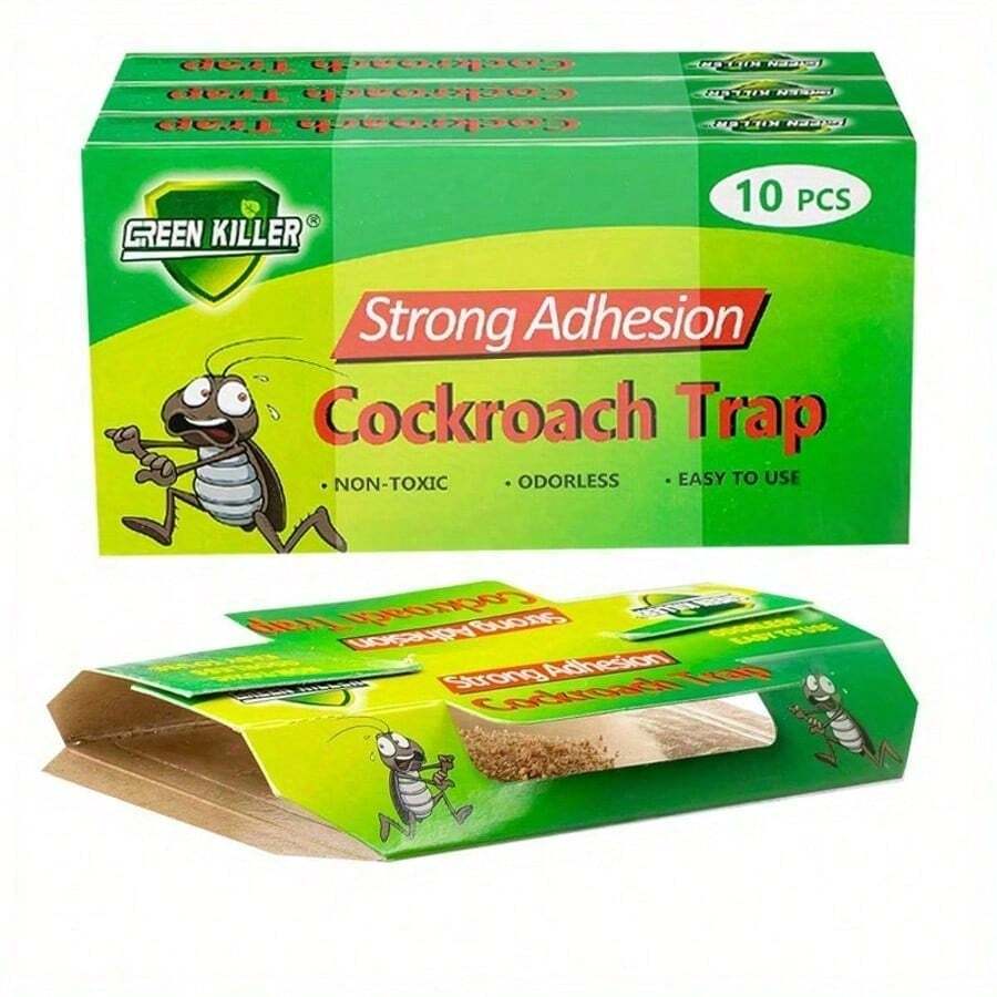 20 Pieces Cockroach Trap - Indoor Use Sticky Board, No Need For Power, Essential Cleaning Supplies For Cabinet Basement Drawer Pest Prevention - màu xanh lá - Xem 1