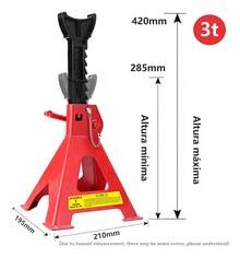 Torre Auto 2 Piezas 3 Toneladas Doble Se guro Altura 29-42 Cm - Rojo - Ver 2