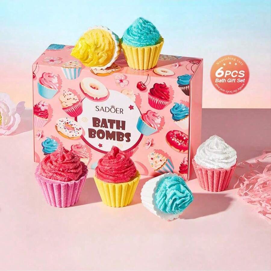 SADOER 6 件装沐浴球，SPA 礼品套装，泡腾泡足浴球，女士适用，草本香薰，送给女友、母亲节、生日、情人节