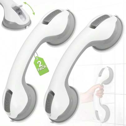 2 Pack 12 Inch Shower Handle Strong Suction Shower Grab Bar  For Bathroom, Shower Handle, Handicap Grab BarsShower Grab Bar, Grab Bars For Bathtubs And Showers Shower Handles For Elderly, Elderly Assistance Products Shower Handle, Christmas Mother Father's Day Gifts