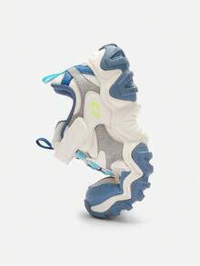 Balabala Chunky Kids Sneakers Boys Girls, Thick-Sole Sport Shoes - White and Blue - View 6